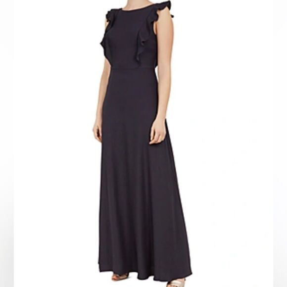 NWT Ted Baker London navy Ardenia waterfall ruffle maxi dress size 3 (8-10) - Picture 1 of 16